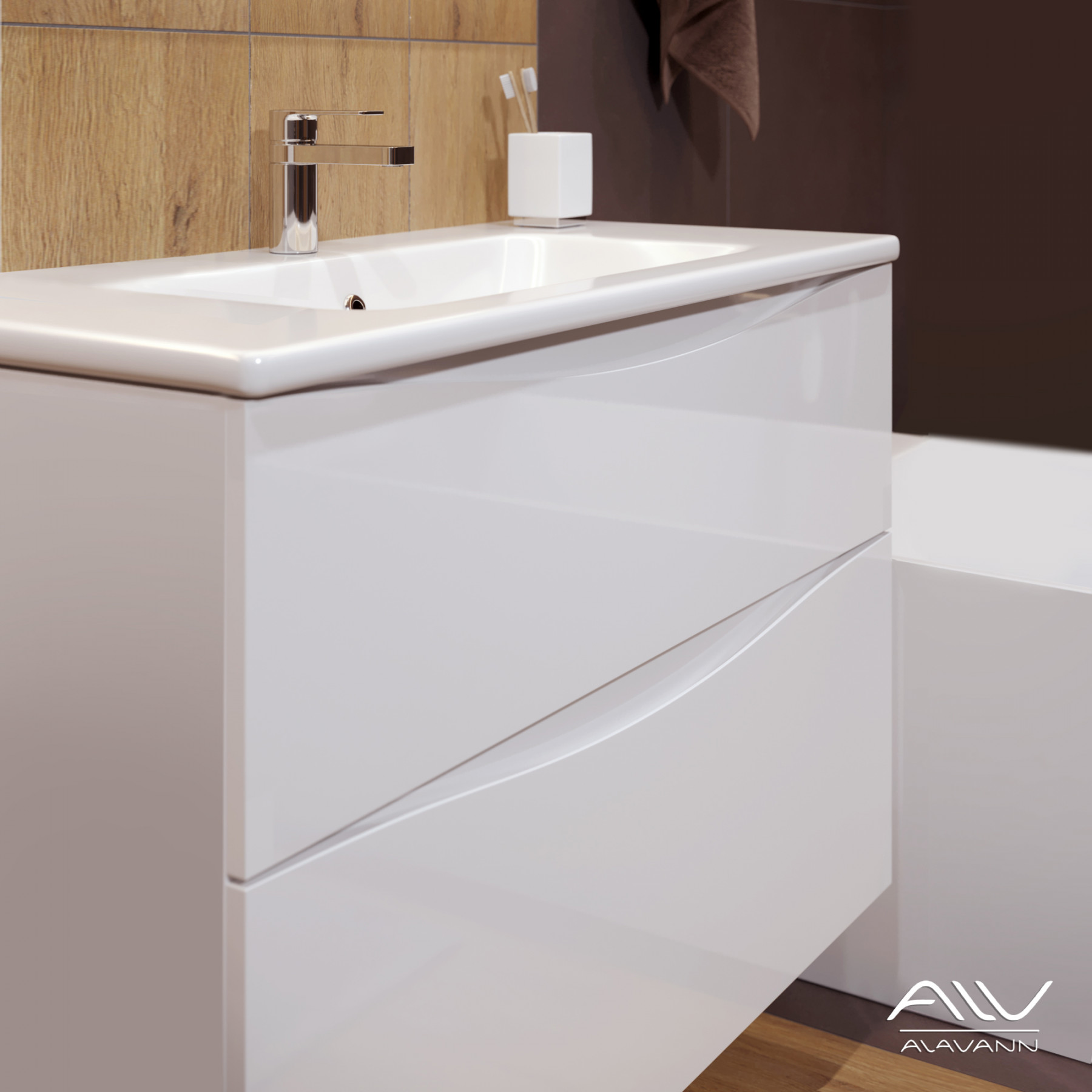 Тумба с раковиной Tess 100 белая (2)