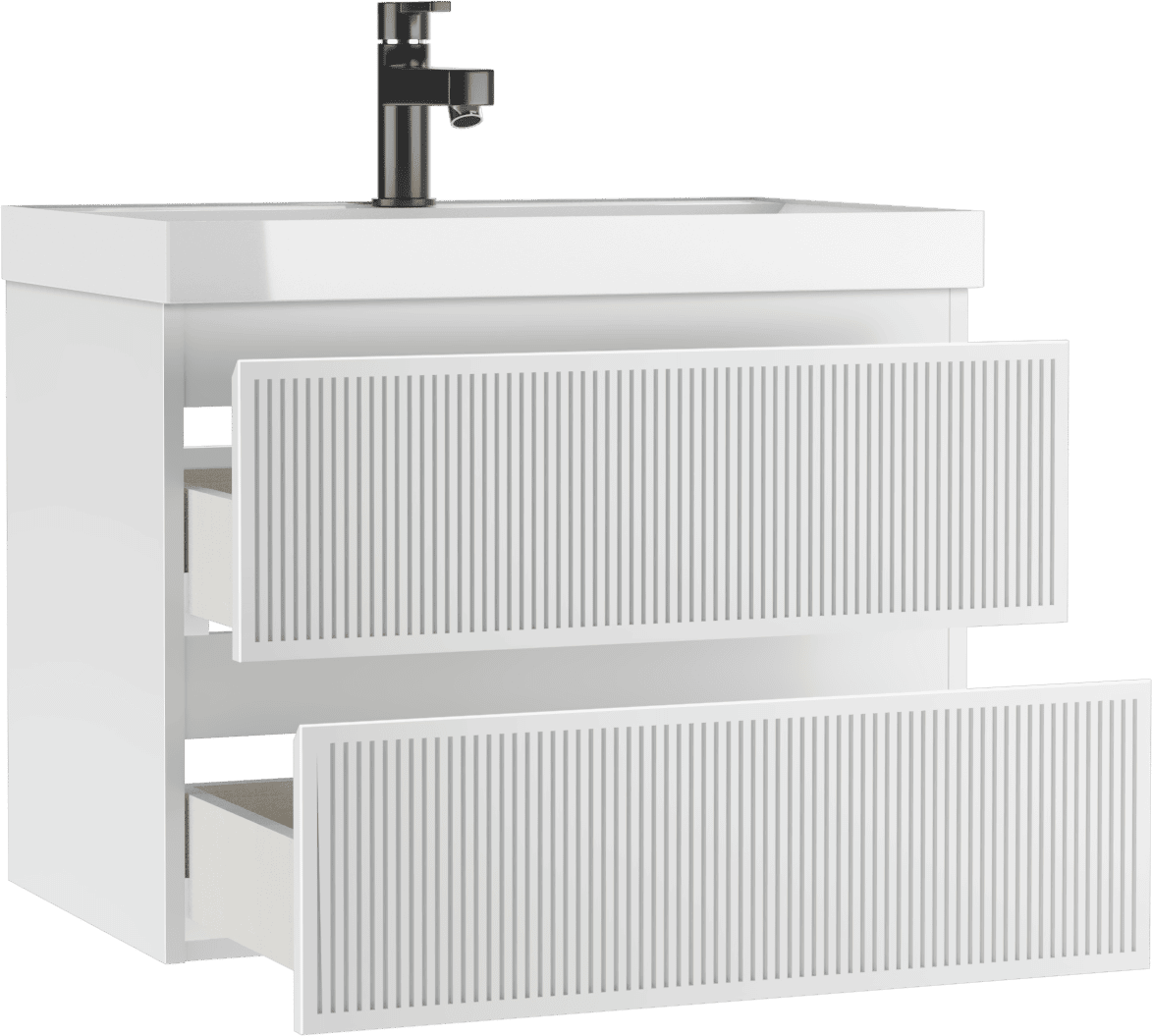 Тумба с раковиной Домино Bazis 70 Tower В2 Белая (3)