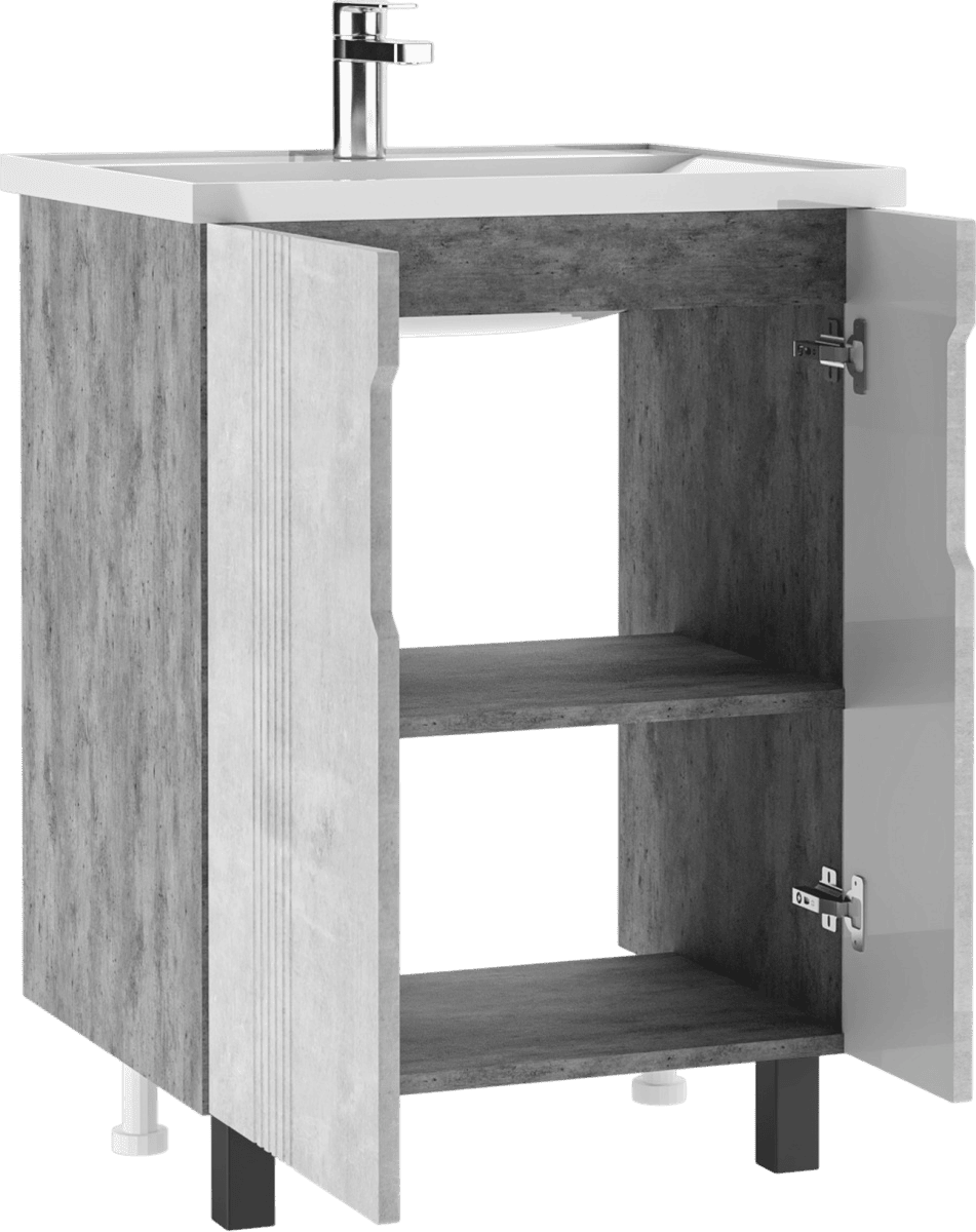 Тумба с раковиной АЙСБЕРГ НОВА 60 (Nova) Марта без ящика Бетон (3)