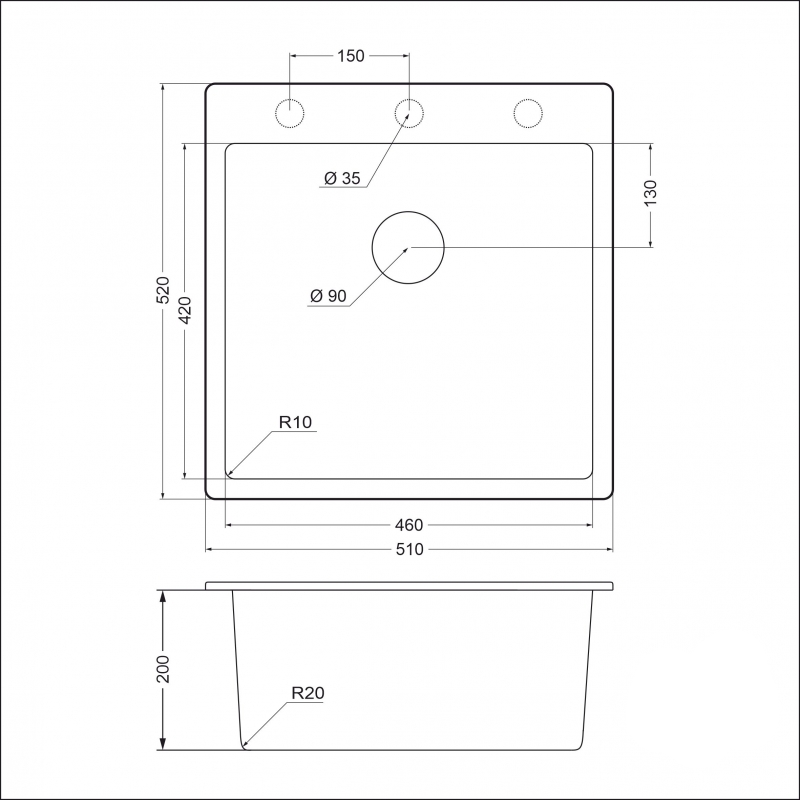 Мойка EMAR EMQ 1510.Q  Антрацият (3)