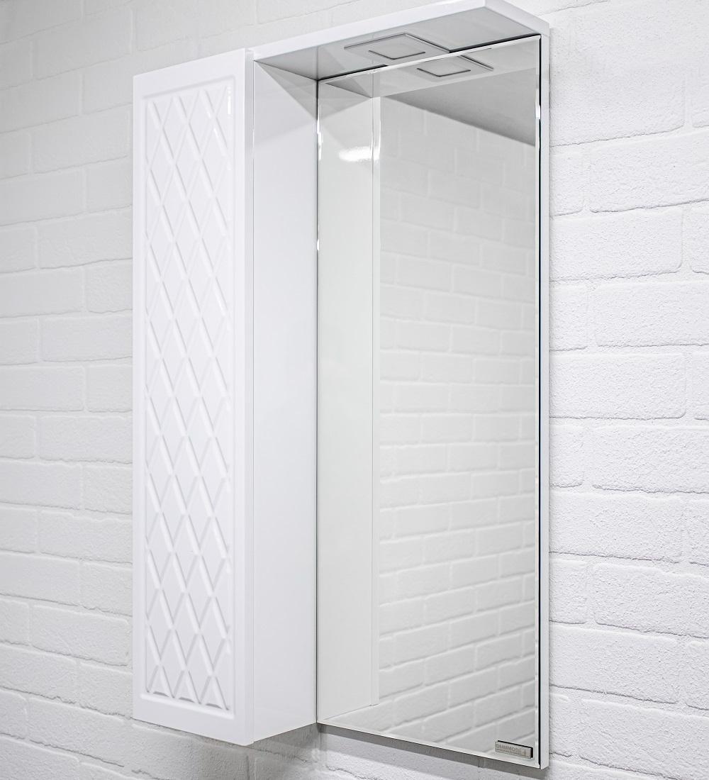 Зеркало-Шкаф Домино 3D 50 левое [Прямоугольное, Белый, Тумблер, D37006HZ]