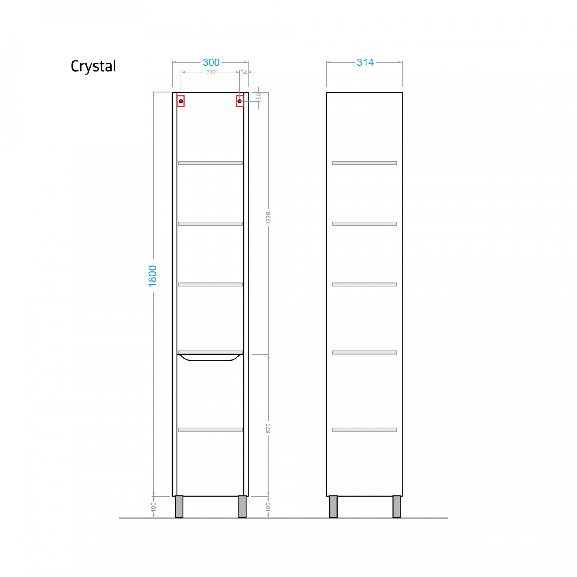 Шкаф-пенал Alavann Crystal 30 белый (3)