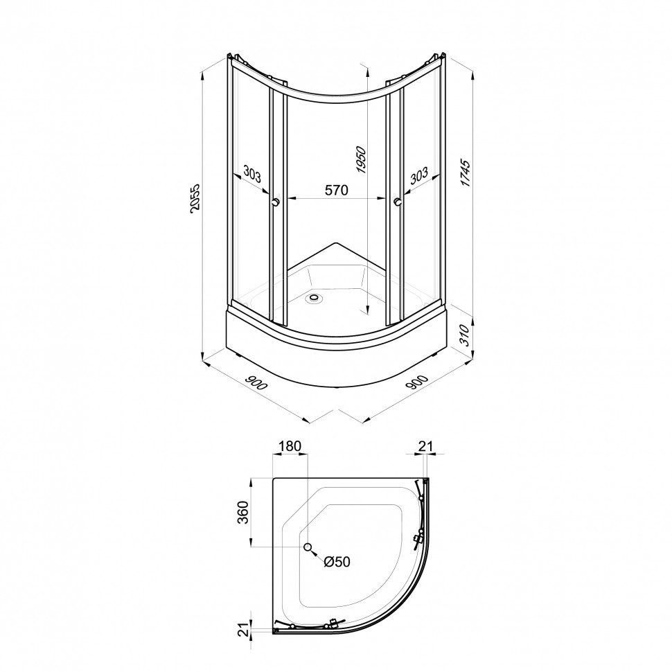 Душевое ограждение Triton-Мозаика 90 90 В (4)