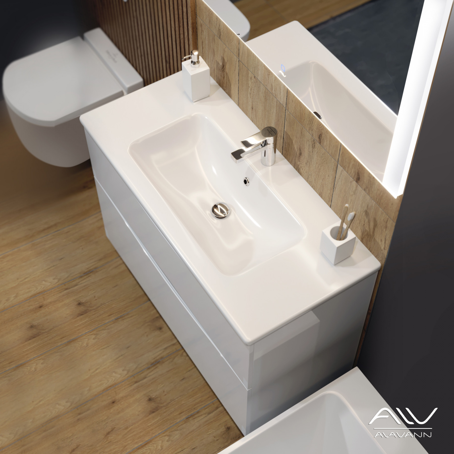 Тумба с раковиной Tess 100 белая (3)