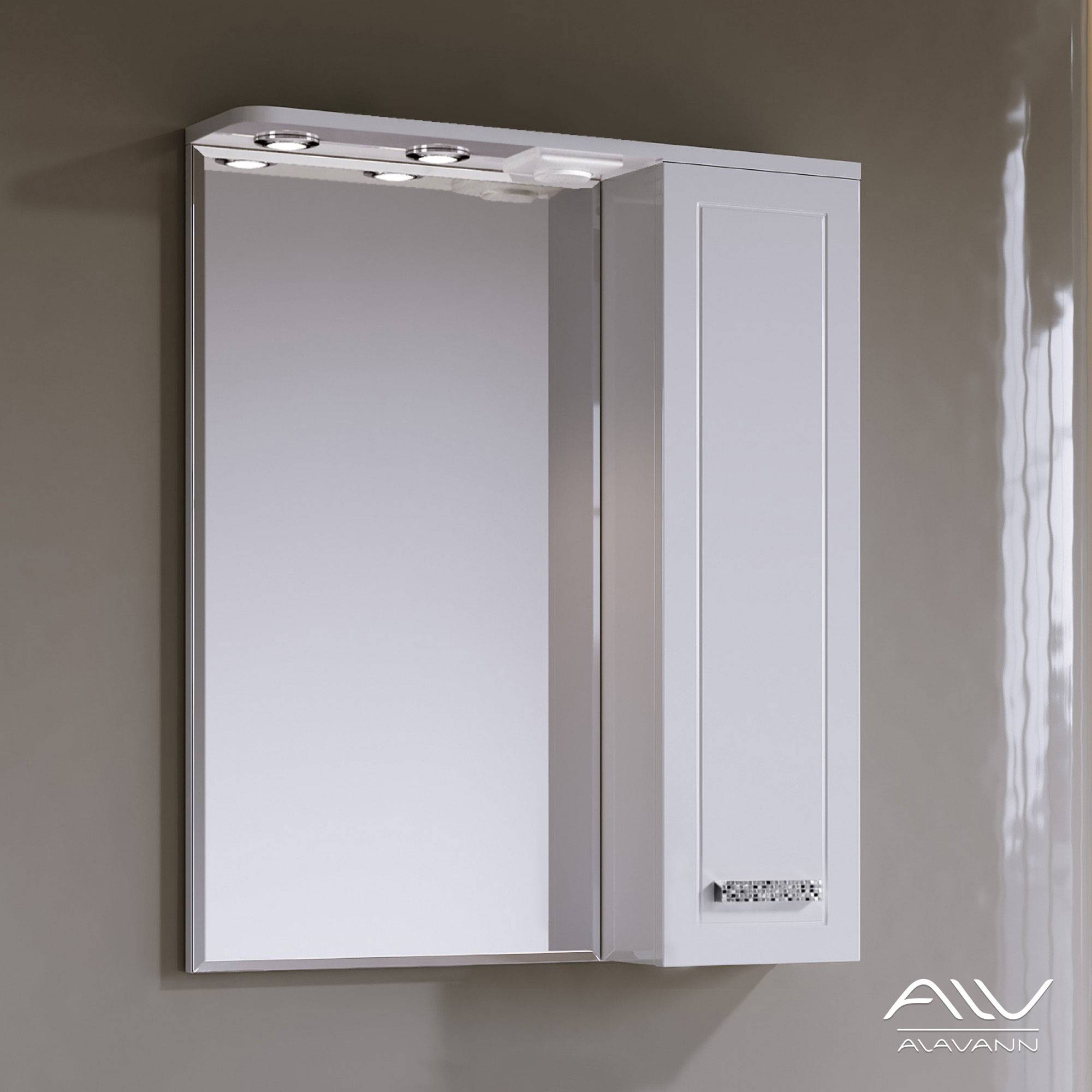 Шкаф-зеркало Vittoria 60 2-01 (белый, правый) (3)