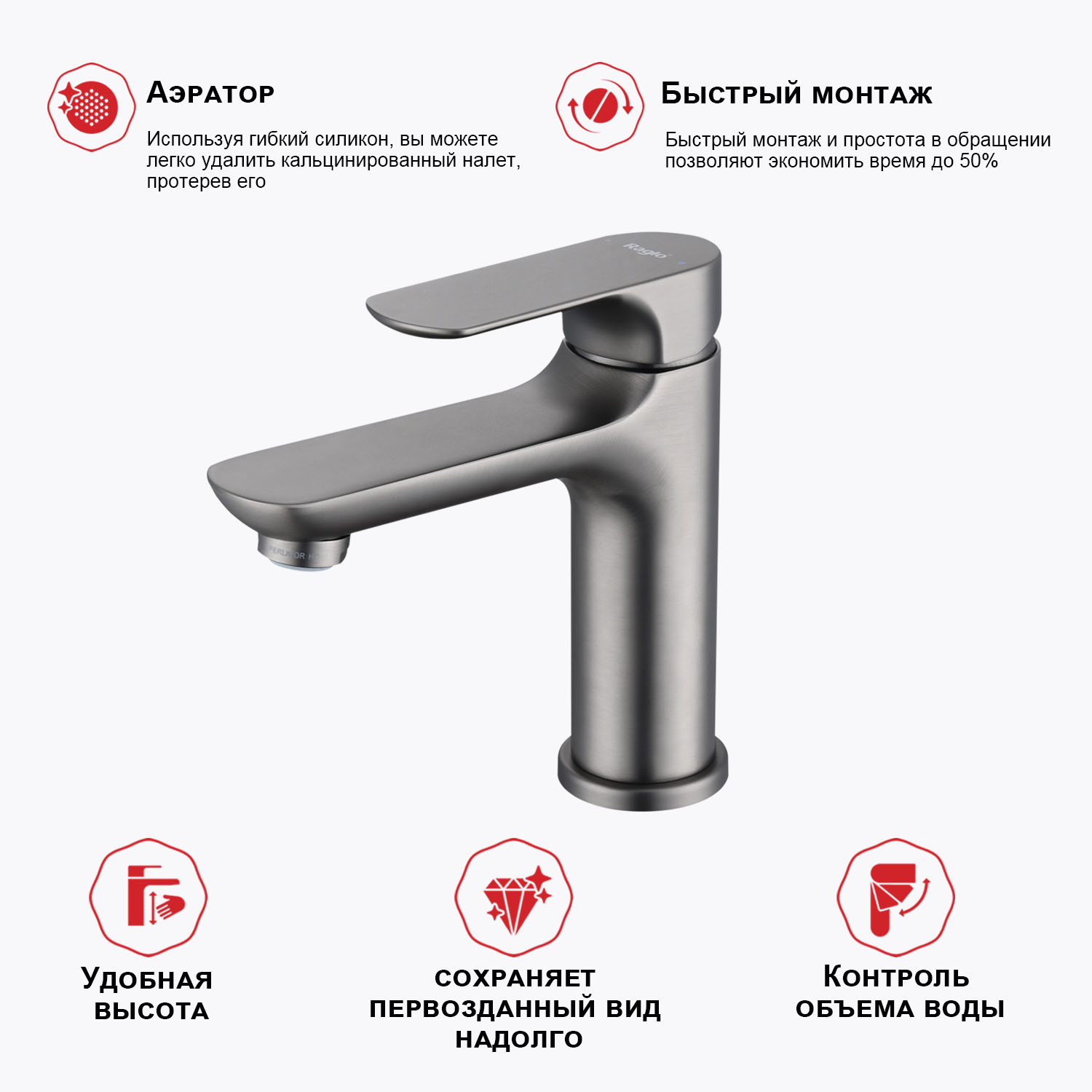 Смеситель для умывальника RAGLO ГРАФИТ R03.10.09 (5)