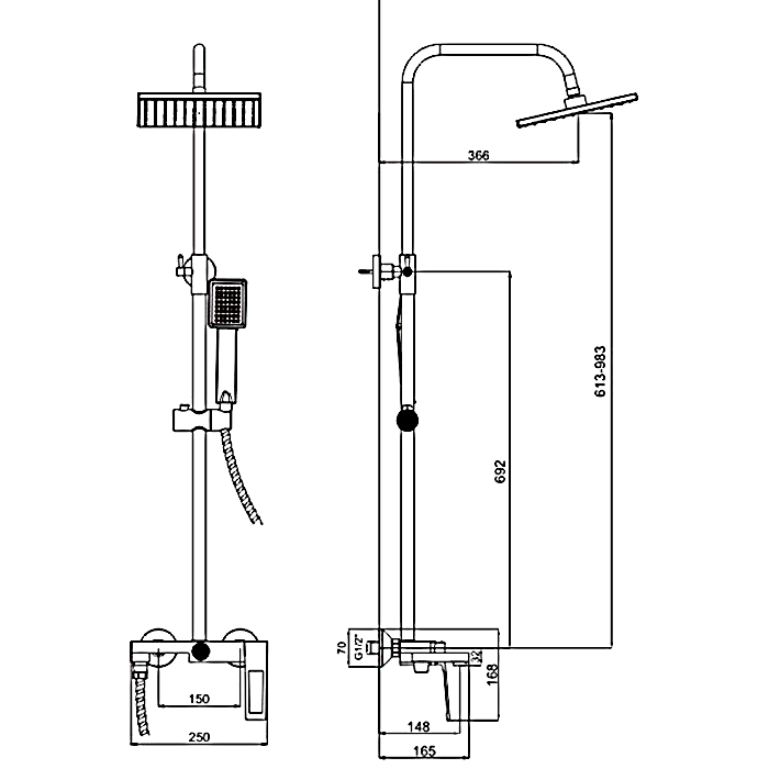 Душевая система Haiba-HB24817-3 (2)