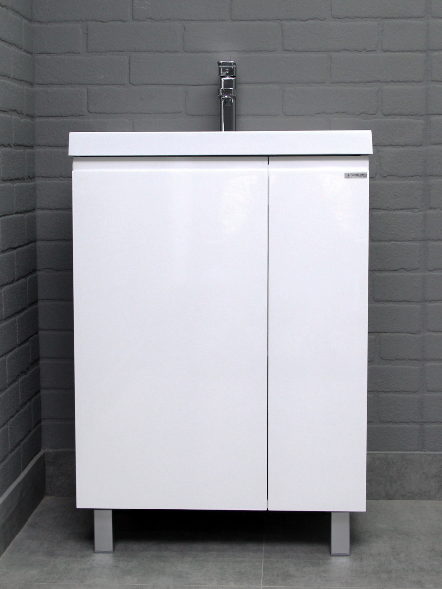 Тумба в раковиной Домино Classica 60 Graffo без ящика белый глянец (5)