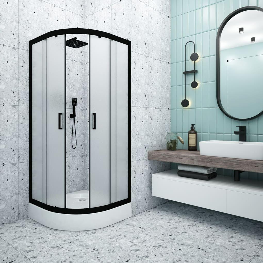 Душевое ограждение Метакам Classic Black [90x90x175 см, 1/4 круга, Матовое, пр.Черный, CLASS.BLK.90.