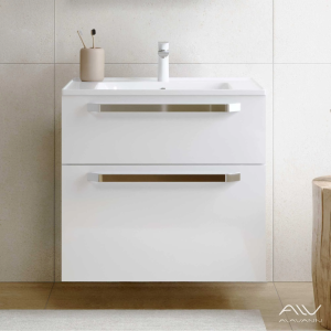 Тумба с раковиной подвесная Alavann Paris 75 [Белый, Глянец, Раковина Sanita Luxe Quadro 75, ALV0987