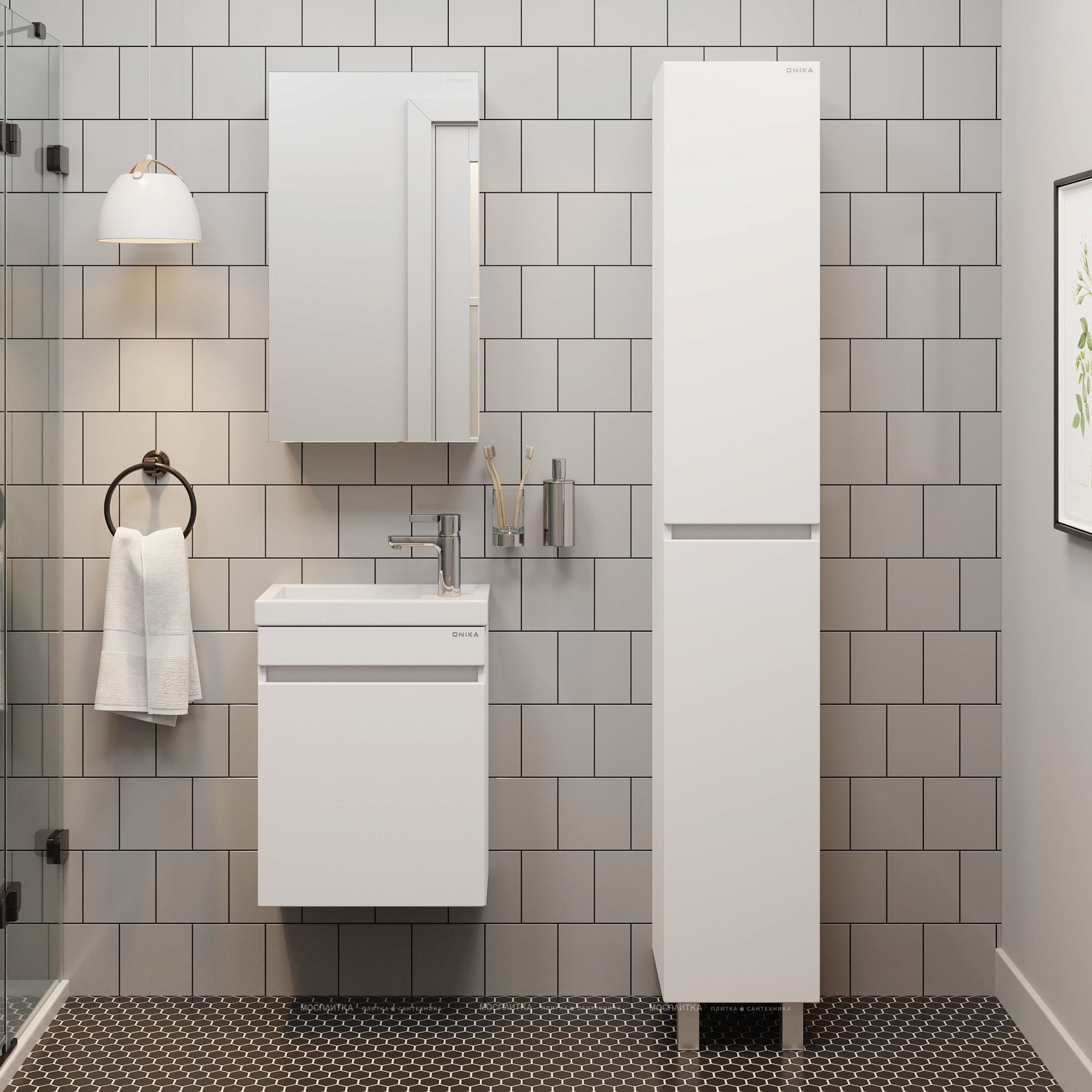 Тумба с раковиной Onika-Милтон 45 см белая (ум. Kirovit Фостер 45) (3)