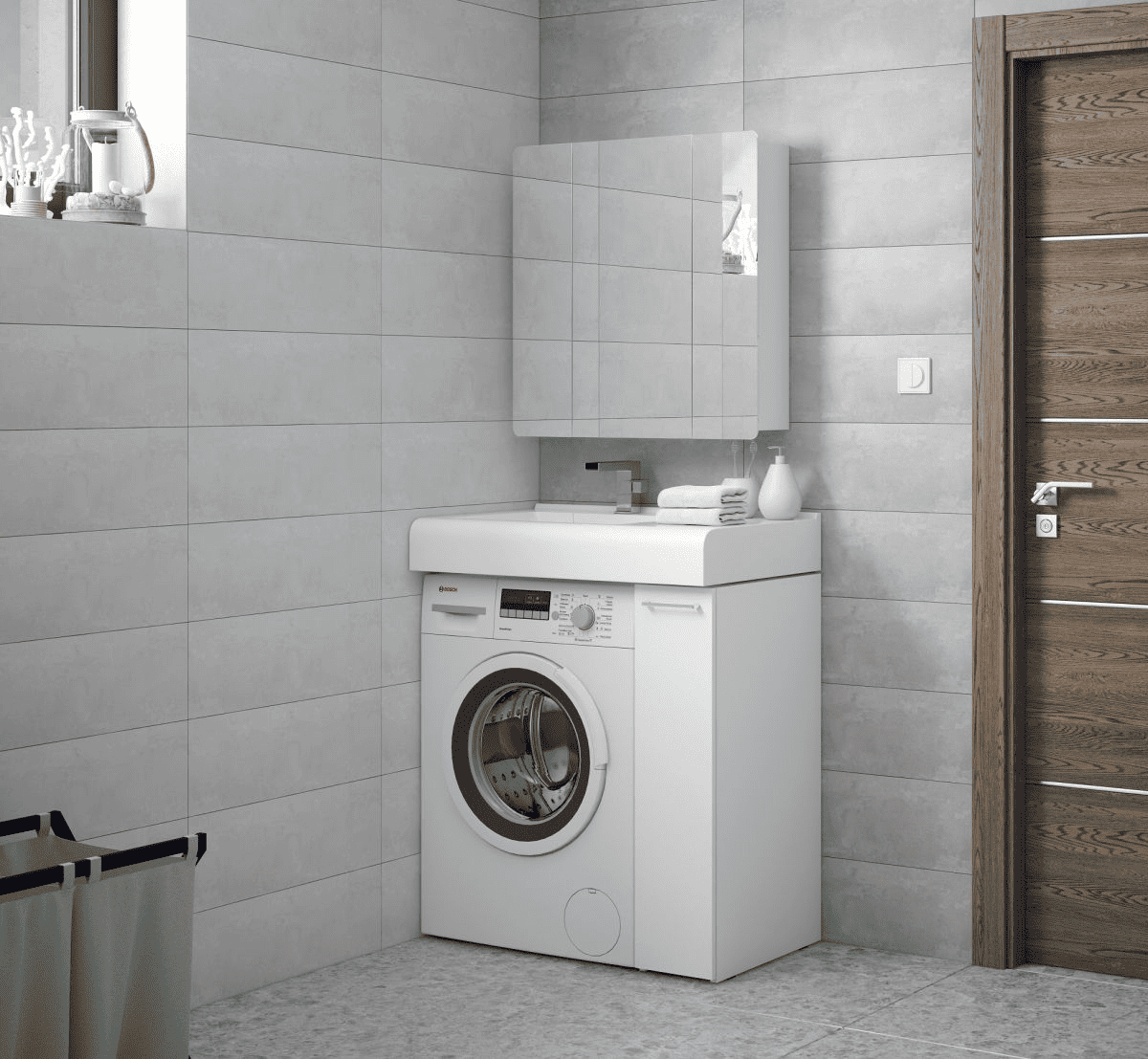 Комод под раковину для стиральной машины COROZO ЛЕО 20 см (2)