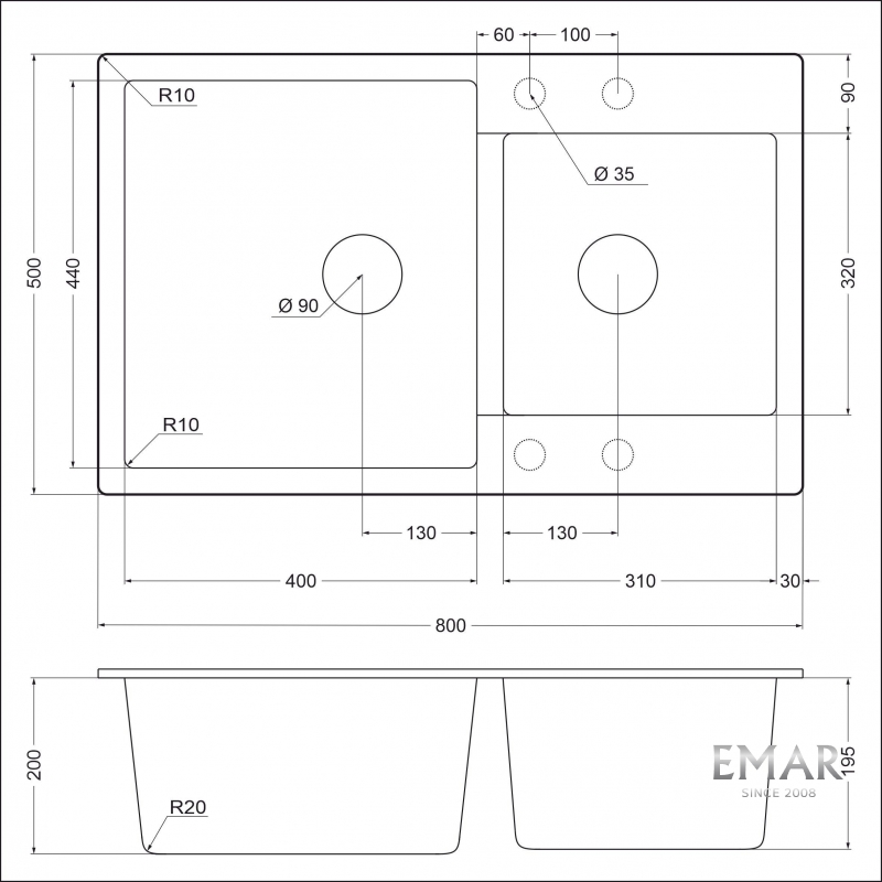 Мойка EMAR EMQ-2800.Q Морион (5)