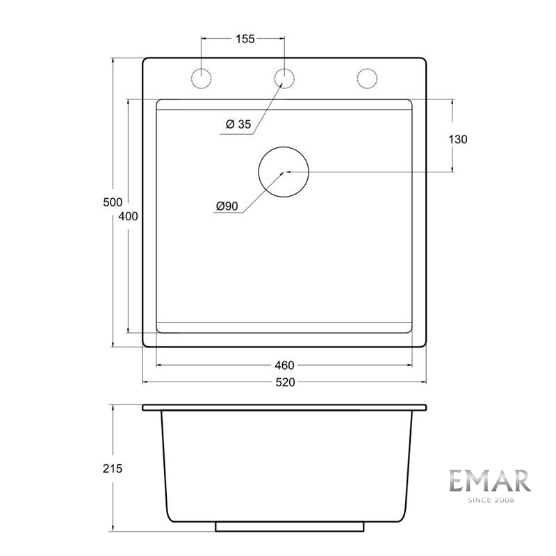 Мойка для кухни EMAR EMQ-1520.Q Морион (4)