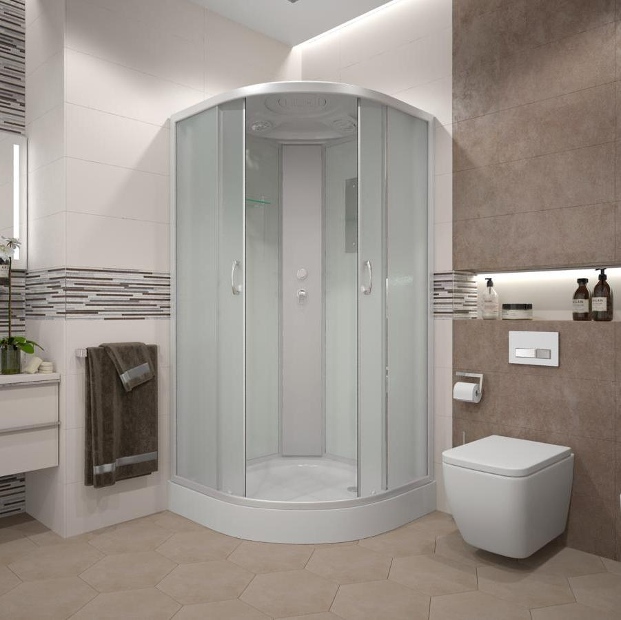 Душевая кабина Erlit ER 3509P-C3-RUS [90x90x215 см, 1/4 круга, Матовое, Низкий поддон, ER 3509P-C3-R
