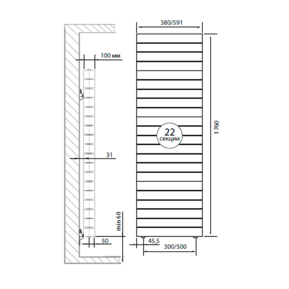 Радиатор Royal Thermo PianoForte Tower Bianco Traffico - 22 секц (3)