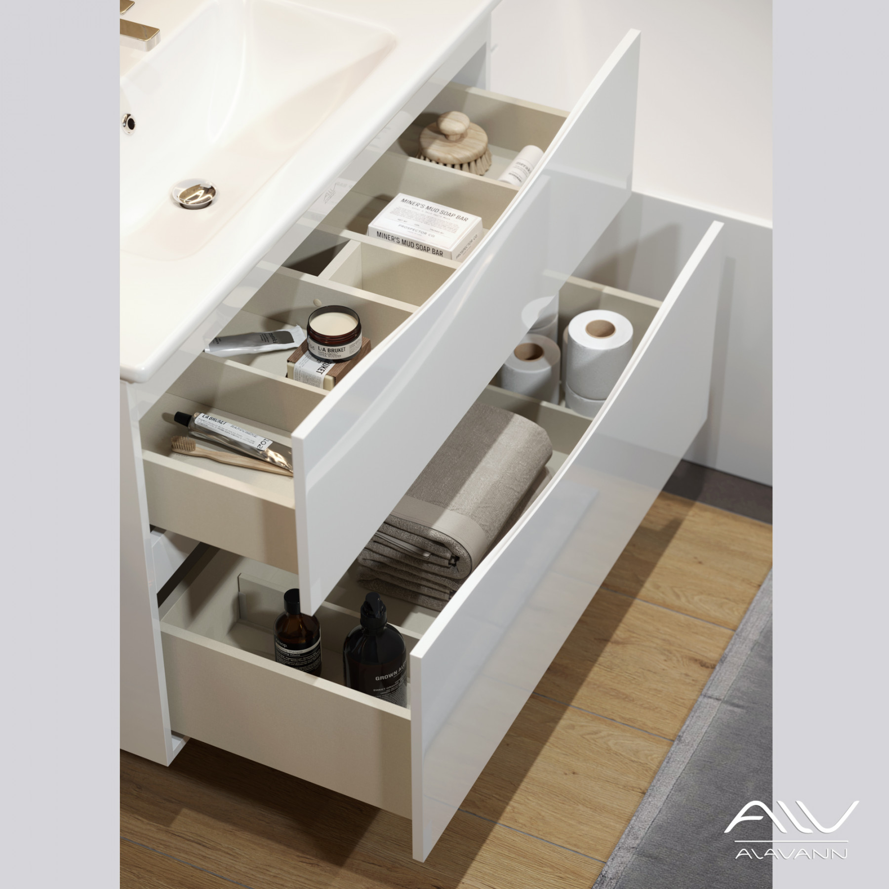 Тумба с раковиной Tess 100 белая (4)