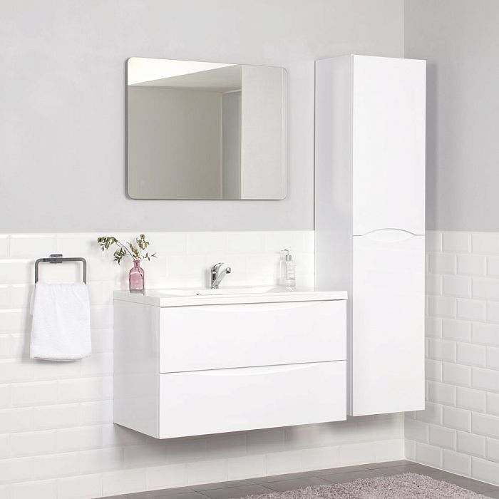 Тумба с раковиной подвесная Itana Мишель 90 [Белый, Глянец, Да, 4627189082397]