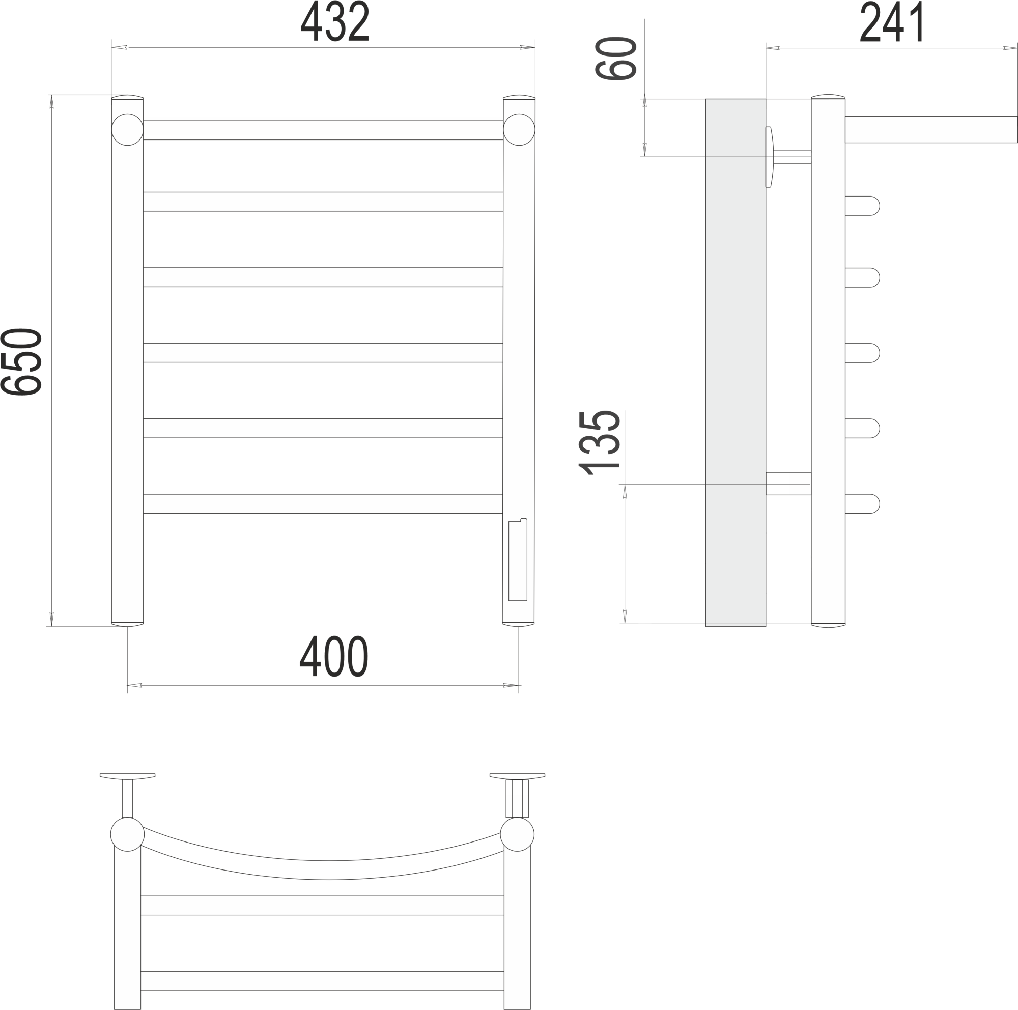 Полотенцесушитель TERMINUS Классик сп П6 400х650 Электро (quick touch) (3)
