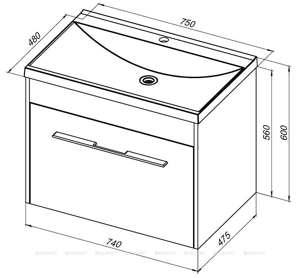 Тумба с раковиной Aquanet Августа 75 (4)