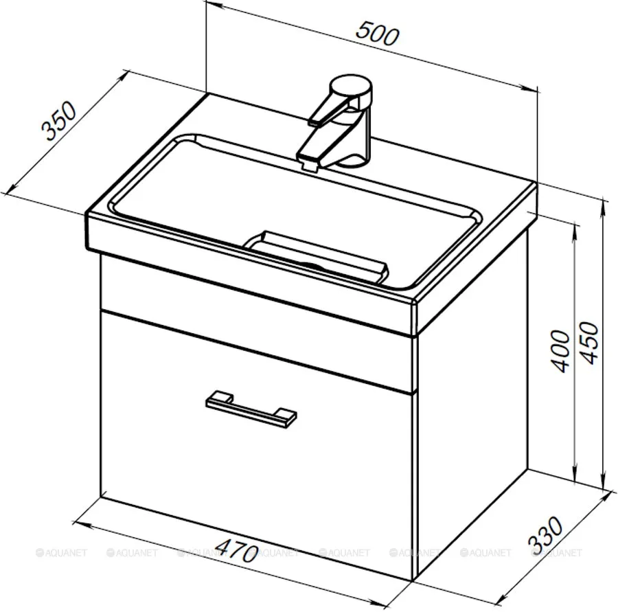 Тумба с раковиной Aquanet-Верона 50 (Moduo Slim) (2)