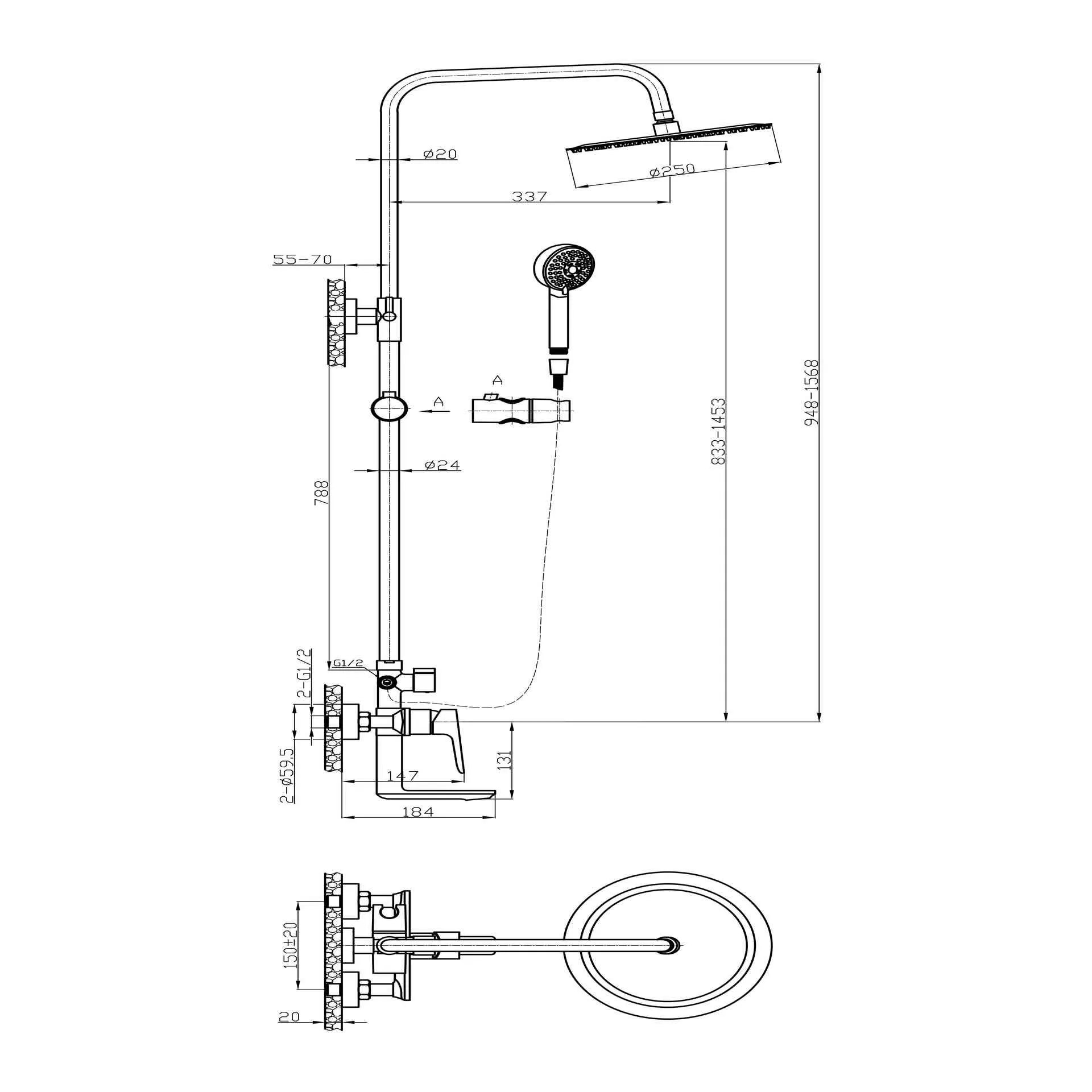 Душевая стойка BelBagno ANCONA-VSCM-CRM (2)