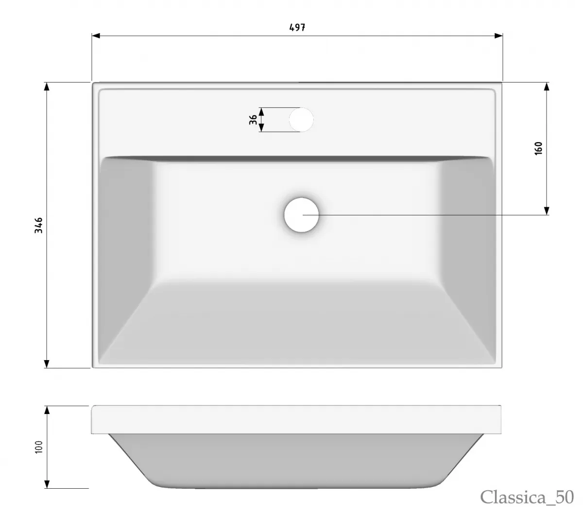 Раковина мебельная Classica 50 (2)