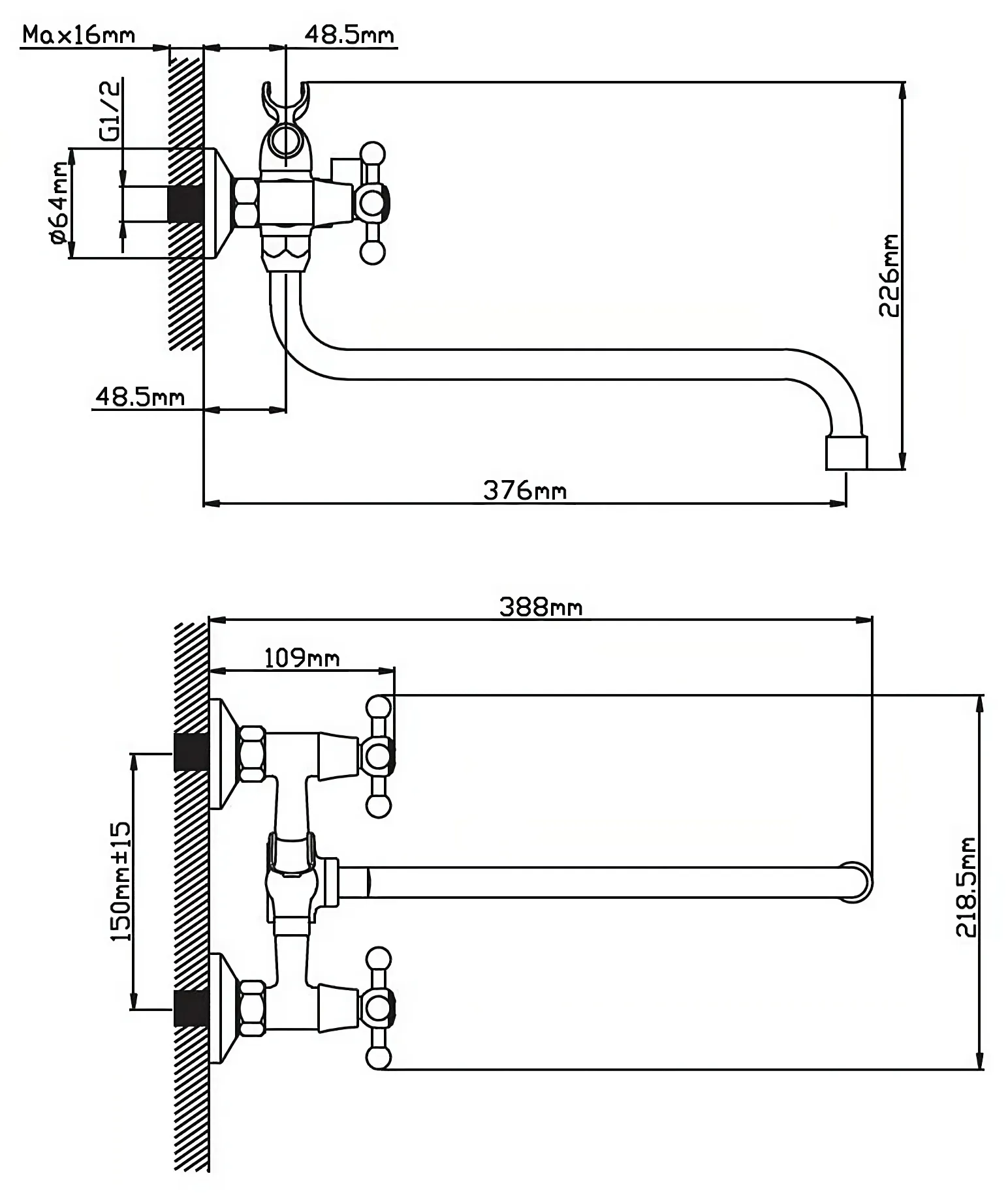 Смеситель для ванны Cronwil CB330-22 - 3