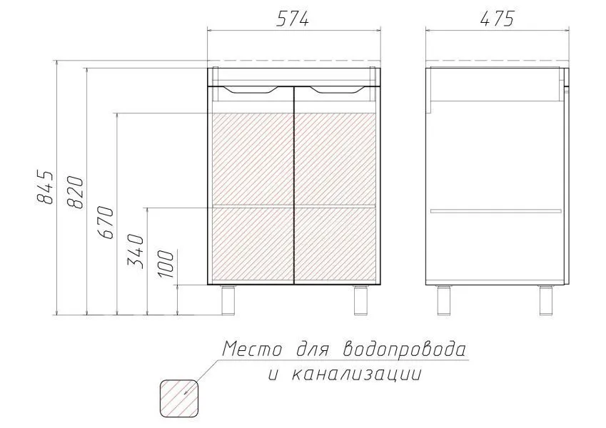 Тумба с раовиной Домино-Andrea 58 3D (3)