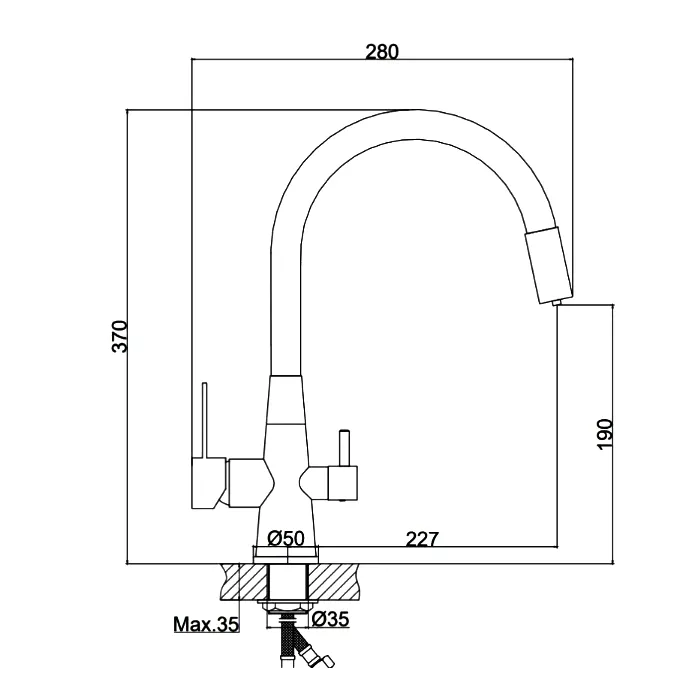 Смеситель для кухни с гибким изливом Haiba-HB76859-7 (2)