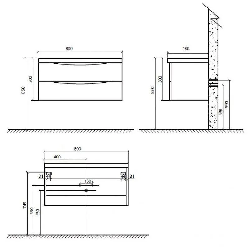 Тумба с раковиной BelBagno Ancona 80  - 4